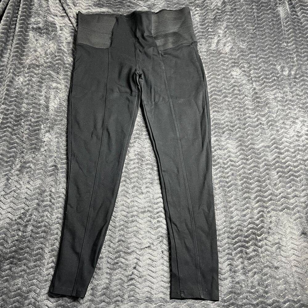 Max Leggings Womens Size XXL Black Pull On Side Elastic Stretch Vertical Seams